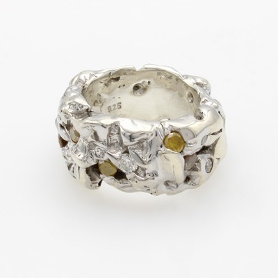 27133896a - Ring mit Brillanten, 925er Silber, unförmigeRingschiene, Brill. natur zus. ca. 2 ct, RW ...