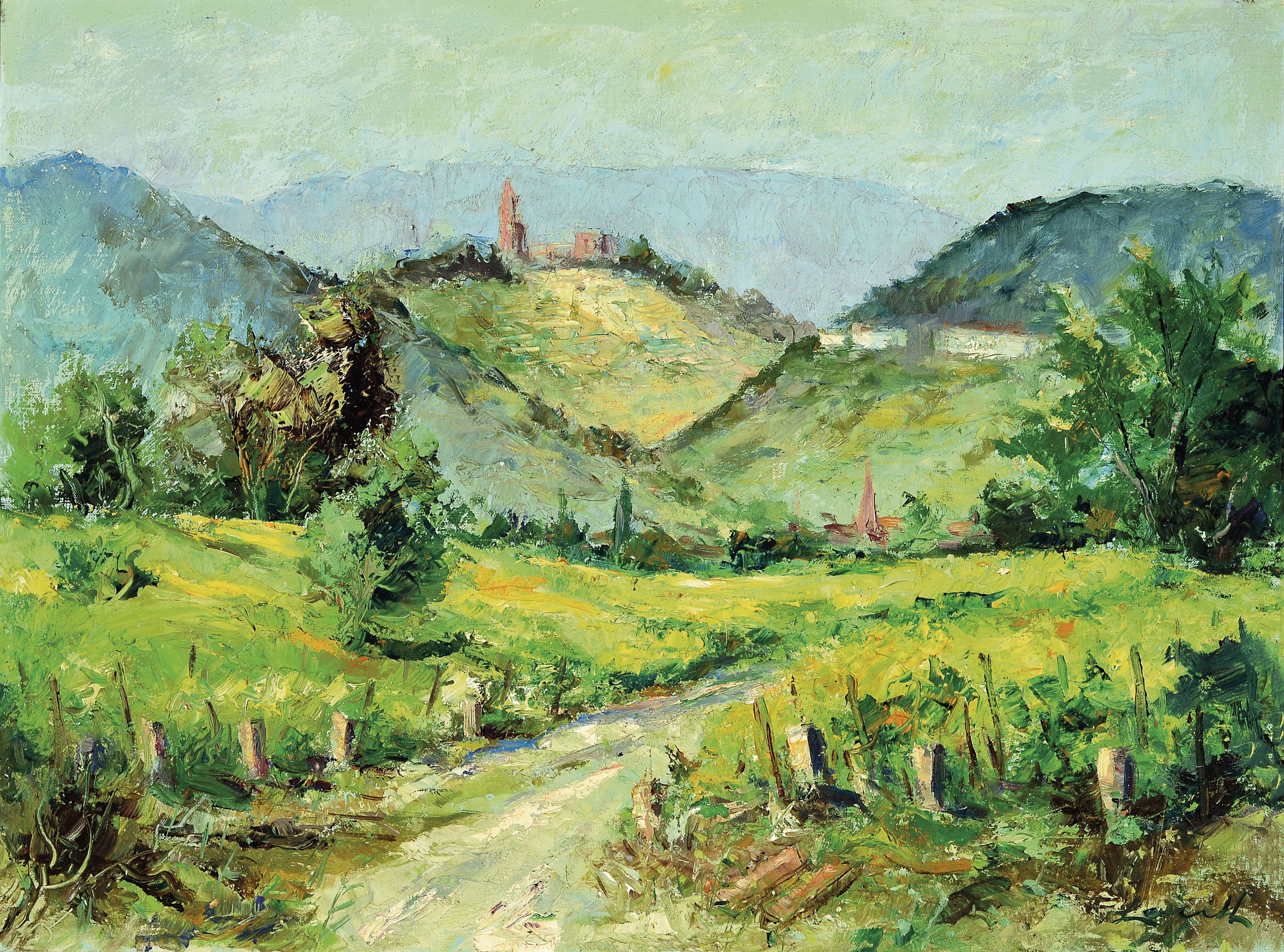 Image 27133909 - Robert Lauth, 1896-1985 Ludwigshafen am Rhein, Landschaft bei Bad Dürkheim mit Blick ...