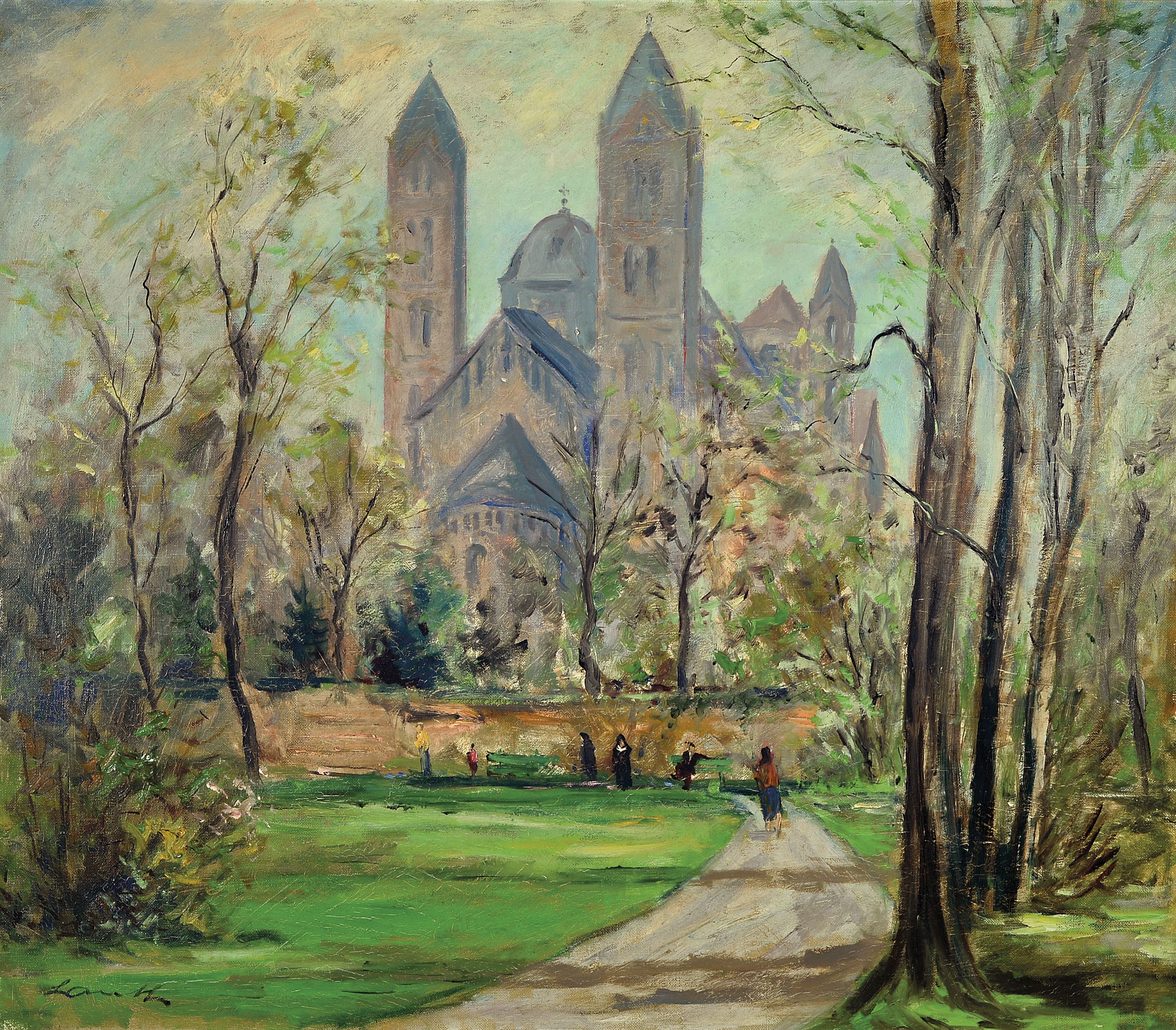 Image 27133921 - Robert Lauth, 1896-1985 Ludwigshafen am Rhein, Blick auf den Dom zu Speyer, Öl/Lwd, ...