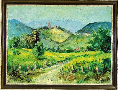 27133909k - Robert Lauth, 1896-1985 Ludwigshafen am Rhein, Landschaft bei Bad Dürkheim mit Blick ...
