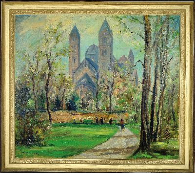 27133921k - Robert Lauth, 1896-1985 Ludwigshafen am Rhein, Blick auf den Dom zu Speyer, Öl/Lwd, ...