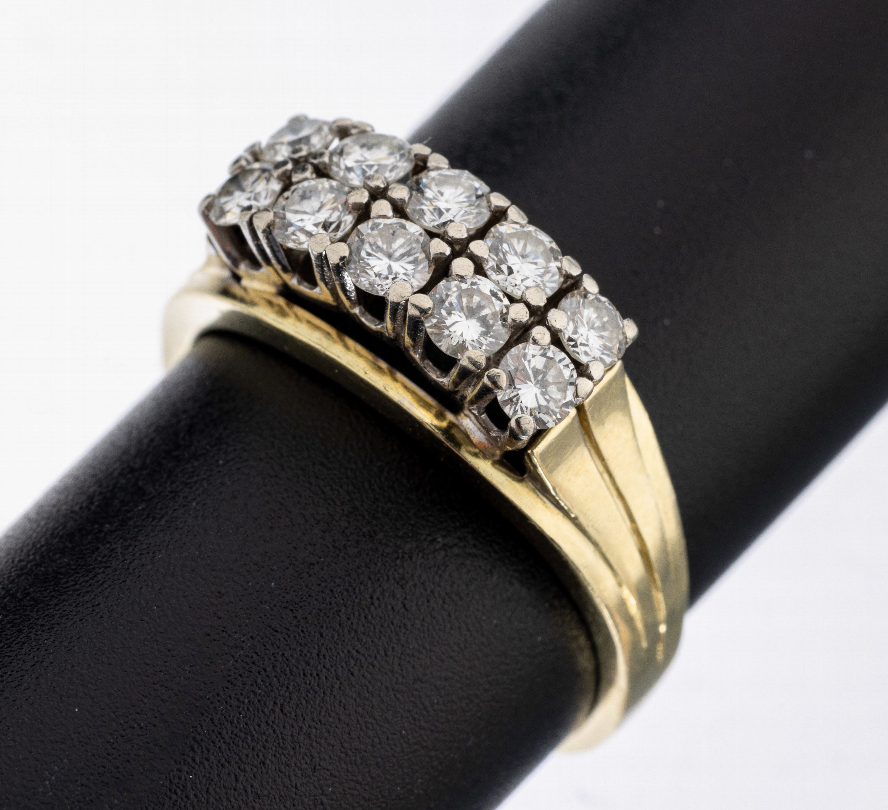 Image 27134045 - 14 kt Gold Brillant-Ring, GG 585/000, 10 Brillanten zus. ca. 1.00 ct Weiß/si-p, RW 59, ...