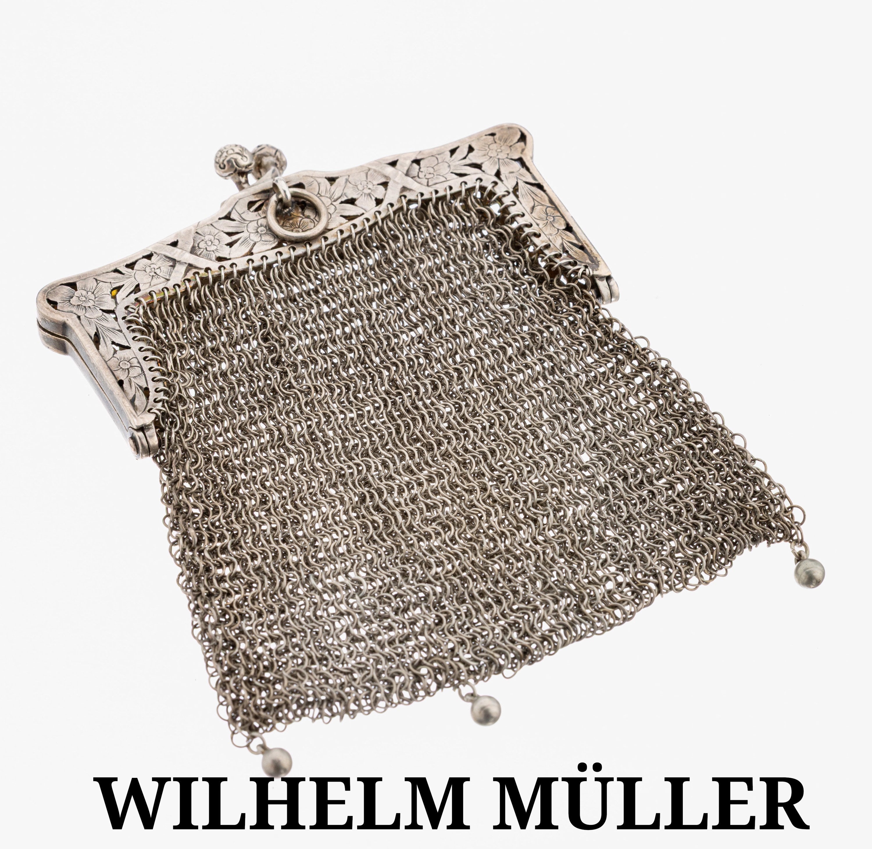 Image 27134235 - Abendtäschchen, deutsch, um 1900, 800er Silber, Bügel durchbrochen gearbeitet, ...