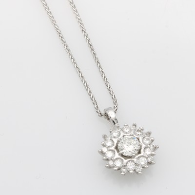 Image Anhänger mit Brillanten an Kette, WG 585/000, Solitär ca. 0.30 ct umfasst v. ...