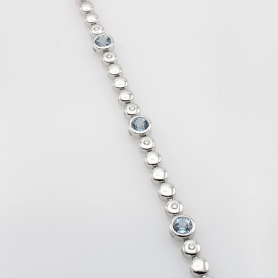 Image Armband mit Aquamarinen und Brillanten, WG 585/000, 3 Aquam. je ca. 5 mm, 6 Brill. zus. ...