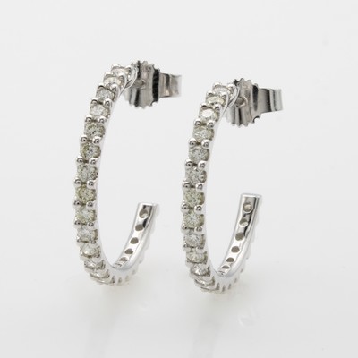Image Paar Steckcreolen mit Brillanten, WG 585/000, Brill. in Krappenfassungen zus. ca. 1 ct ...