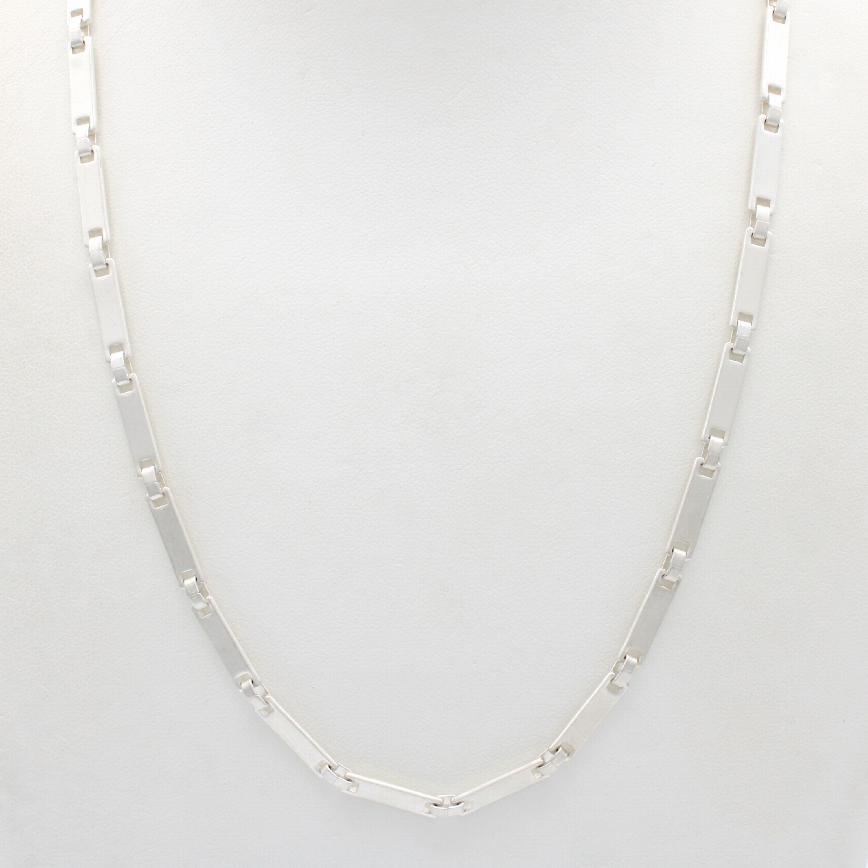 Image 27134300 - Gliederkette, 925er Silber matt., flache, rechteckige Glieder, Karabinerschl., L. ca. ...