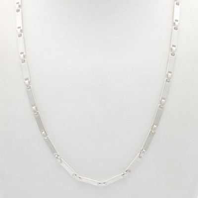 Image Gliederkette, 925er Silber matt., flache, rechteckige Glieder, Karabinerschl., L. ca. ...
