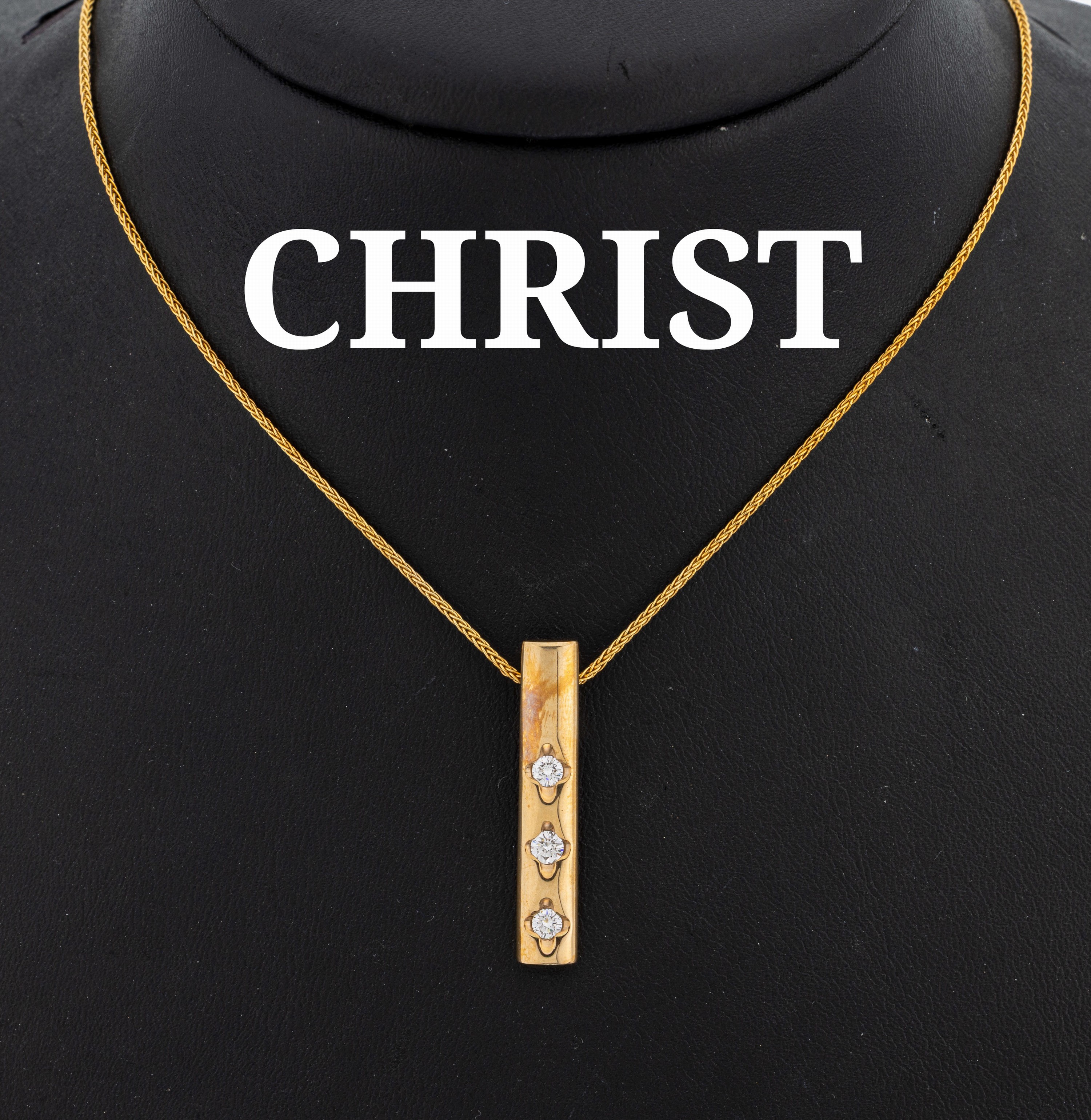 Image 27134515 - 14 kt Gold CHRIST Brillant-Anhänger, GG 585/000, Stabform, 3 Brillanten zus. ca. 0.30 ...