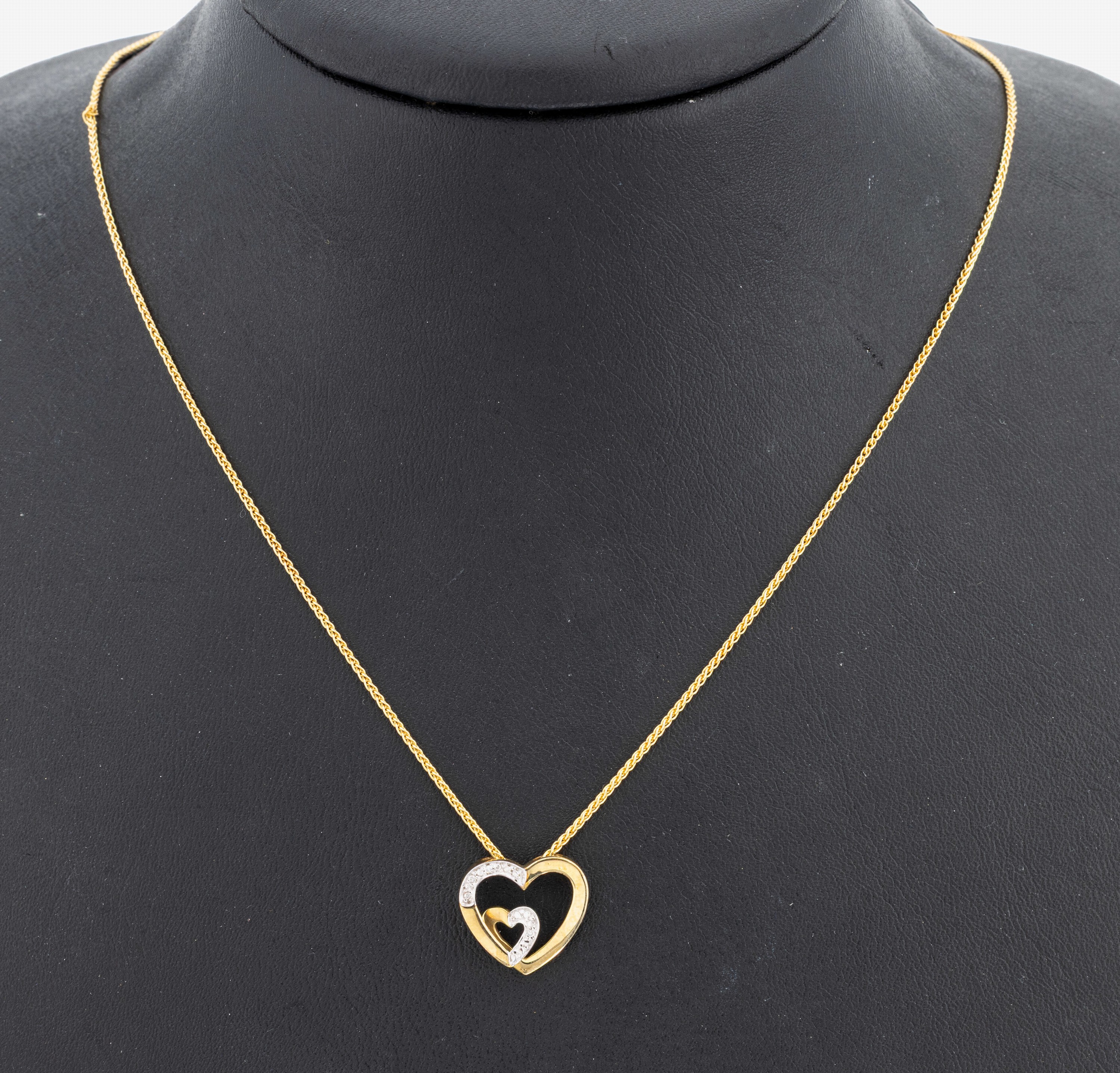 Image 27134520 - 8 kt Gold Diamant-Anhänger, ´Herze´, GG/WG 333/000, mit kl. Diamantbesatz zus. ca. ...