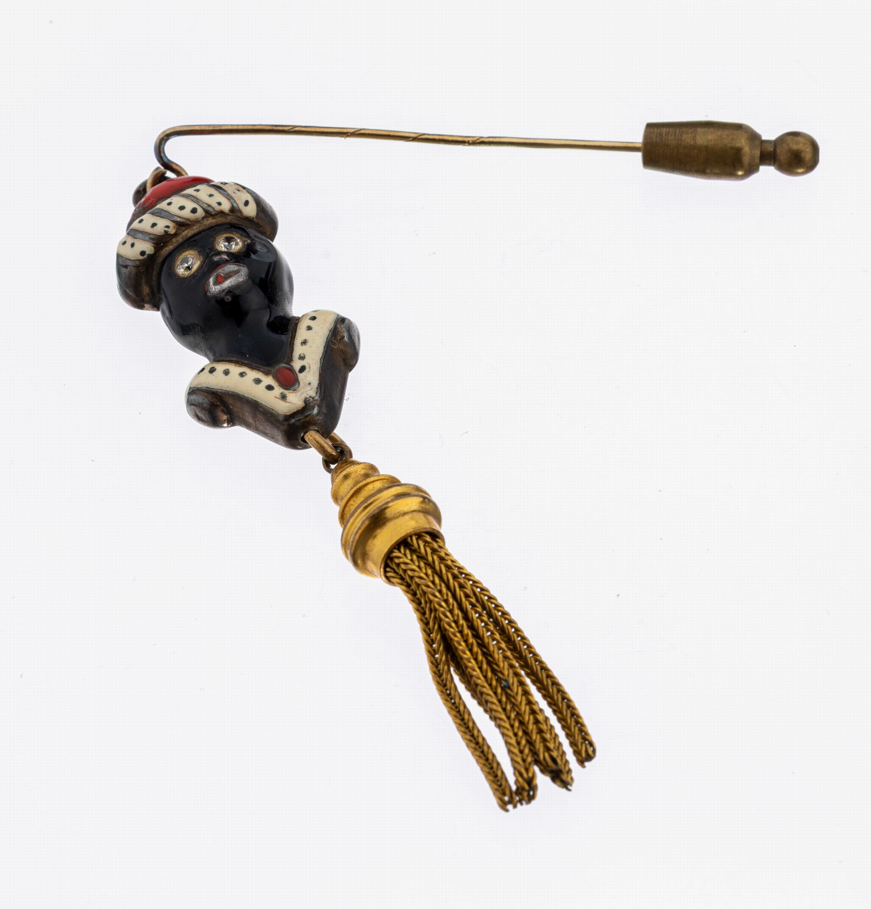 Image 27134545 - Email-Anstecknadel, Silber gepr., Darstellung eines Orientalen, Schwarz, Weiß und Rot ...