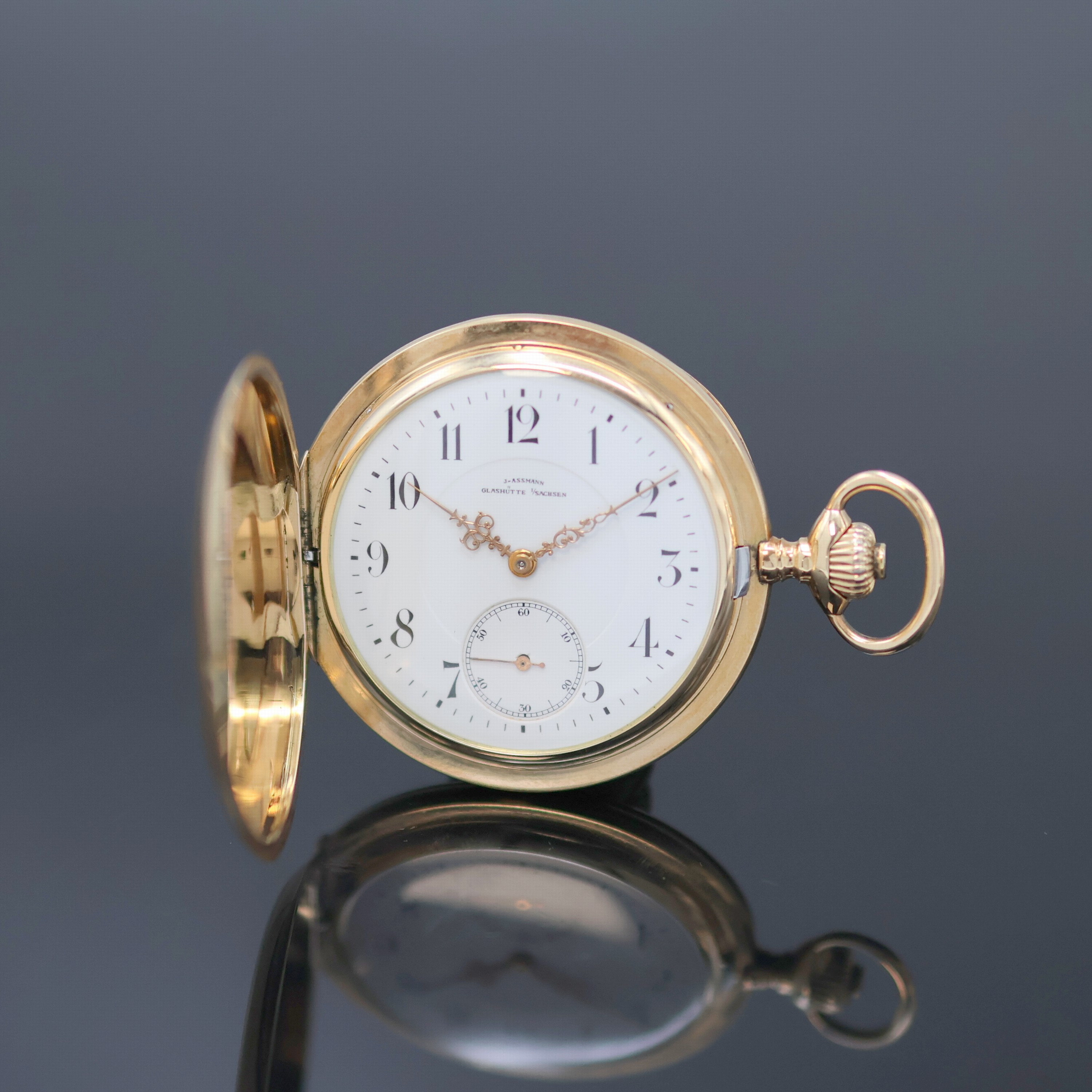Image 27134546 - J. ASSMANN Glashütte Herrensavonette in GG 585/000, Deutschland um 1915, glattes Geh., ...