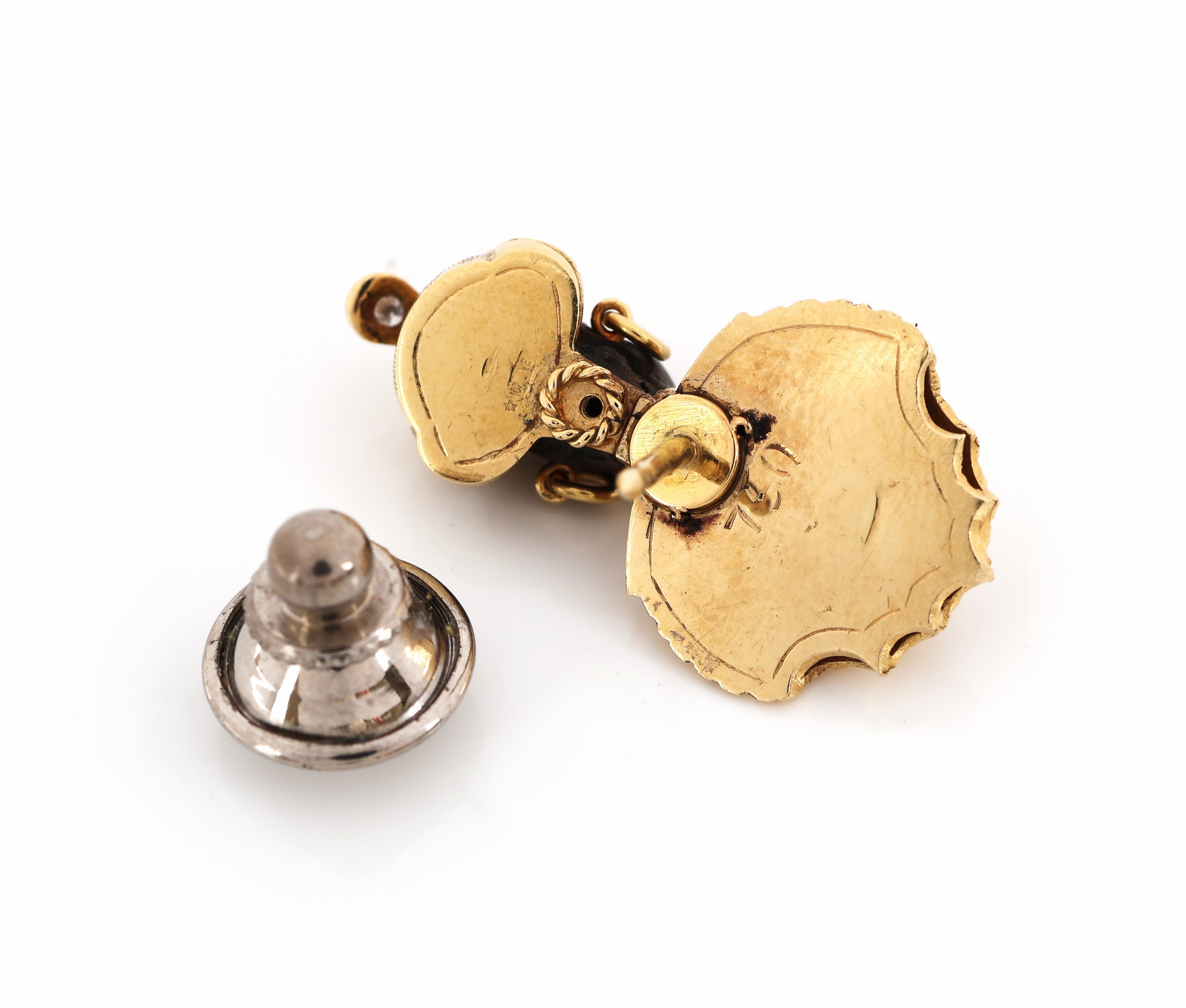 Detail b: 18 kt Gold Ebenholz-Brillant-Stickpin, GG 750/000, Darstellung eines Orientalen, Kopf aus schwarzem Ebenholz geschnitzt, Turban und Brustschmuck mit ...