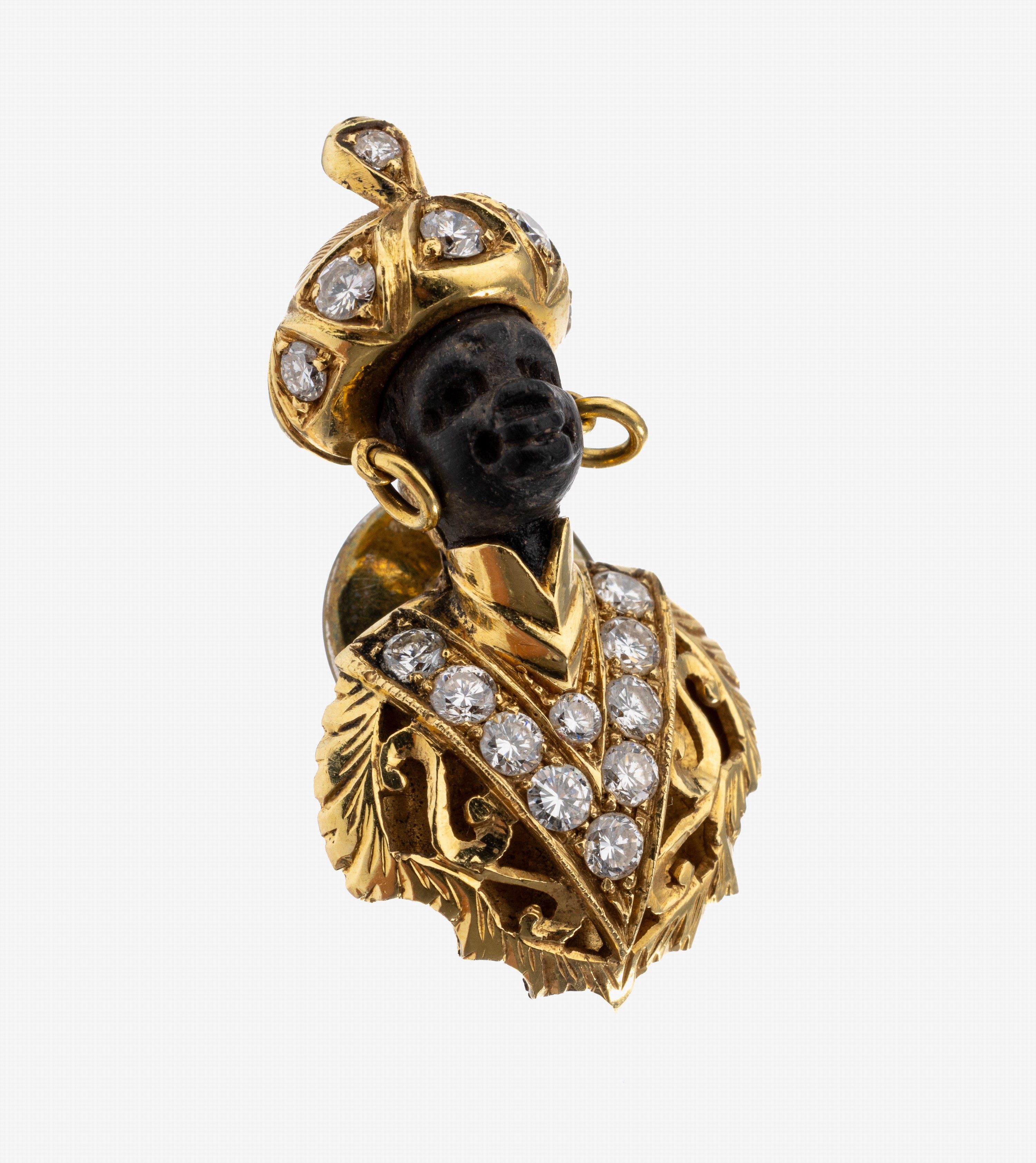 Image 27134550 - 18 kt Gold Ebenholz-Brillant-Stickpin, GG 750/000, Darstellung eines Orientalen, Kopf ...