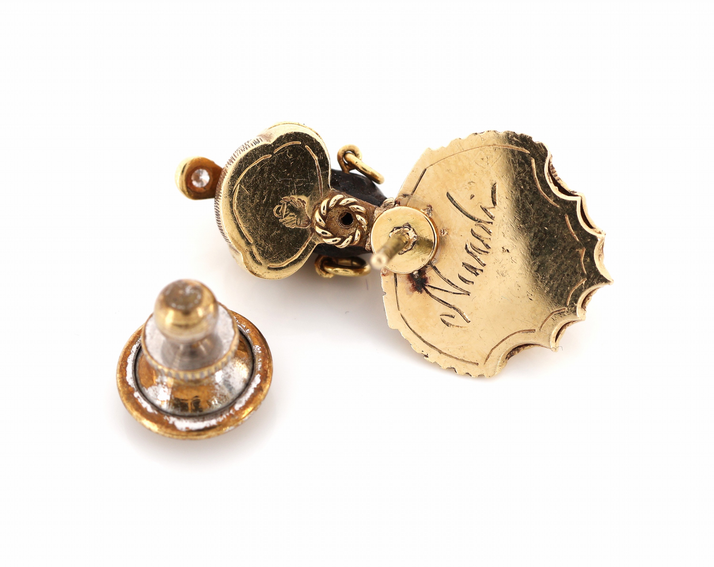 Detail b: 18 kt Gold Ebenholz-Brillant-Stickpin, GG 750/000, Darstellung eines Orientalen, Kopf aus schwarzem Ebenholz geschnitzt, Turban und Brustschmuck mit ...