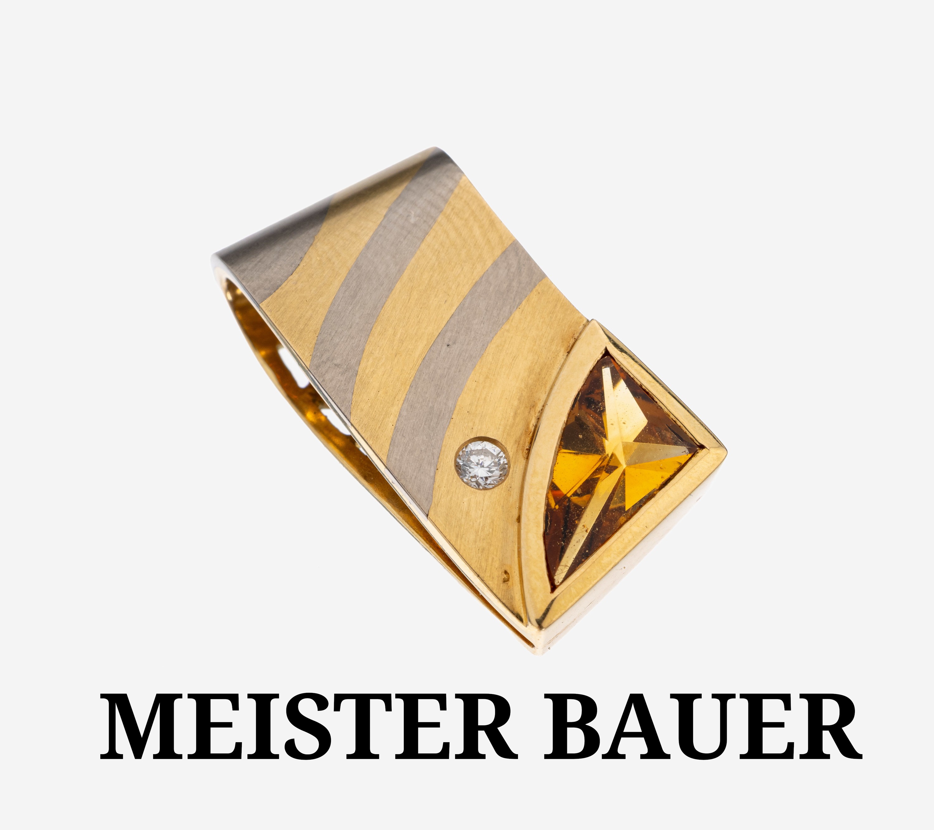 Image 27134567 - 18 kt gold citrine-brilliant-pendant , YG 750/000, 1 brilliant approx. 0.06 ct ...