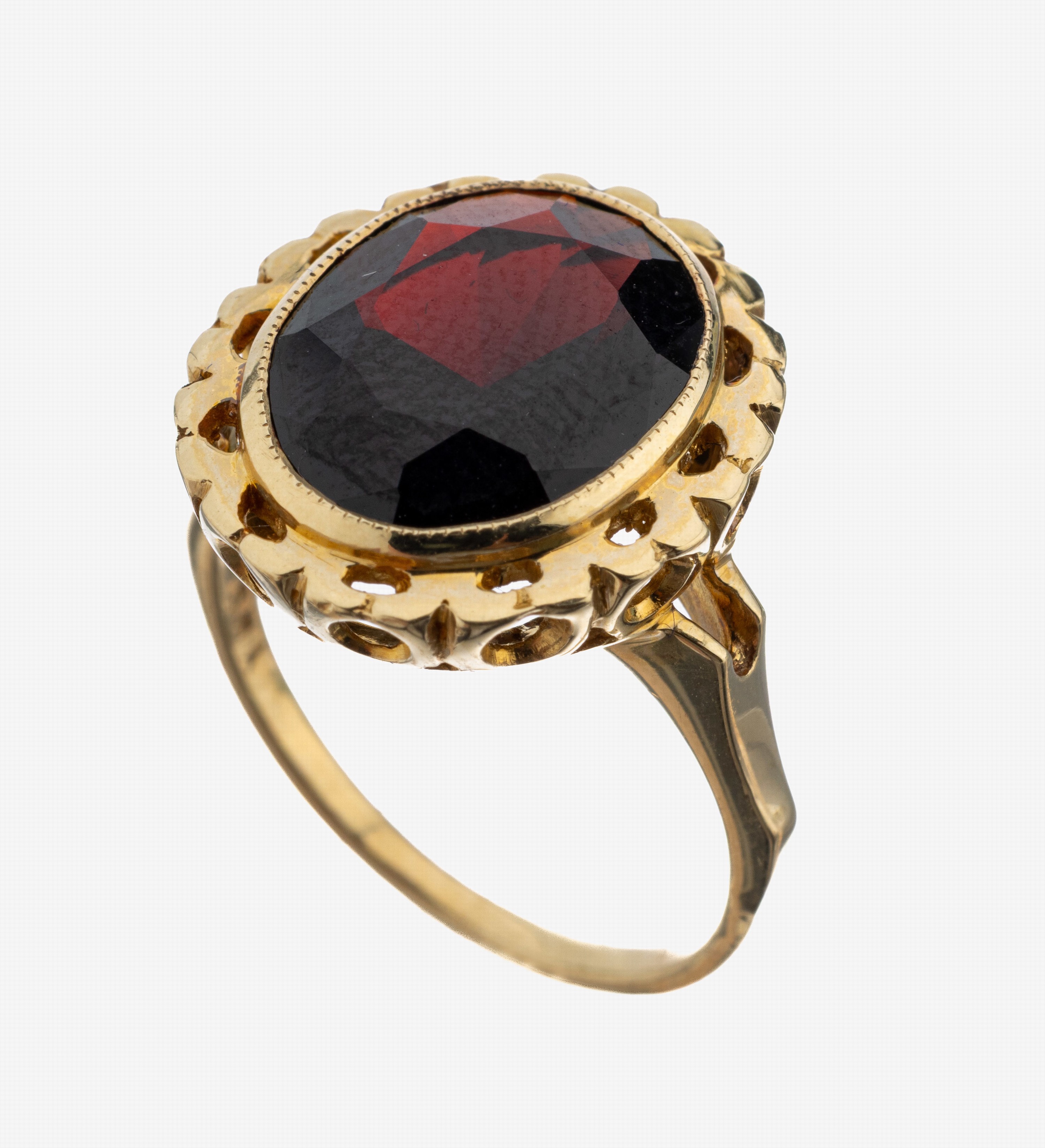Image 27134584 - 14 kt Gold Granat-Ring, GG 585/000, ovalfacett. Granat, RW 49, ca. 3.3 g