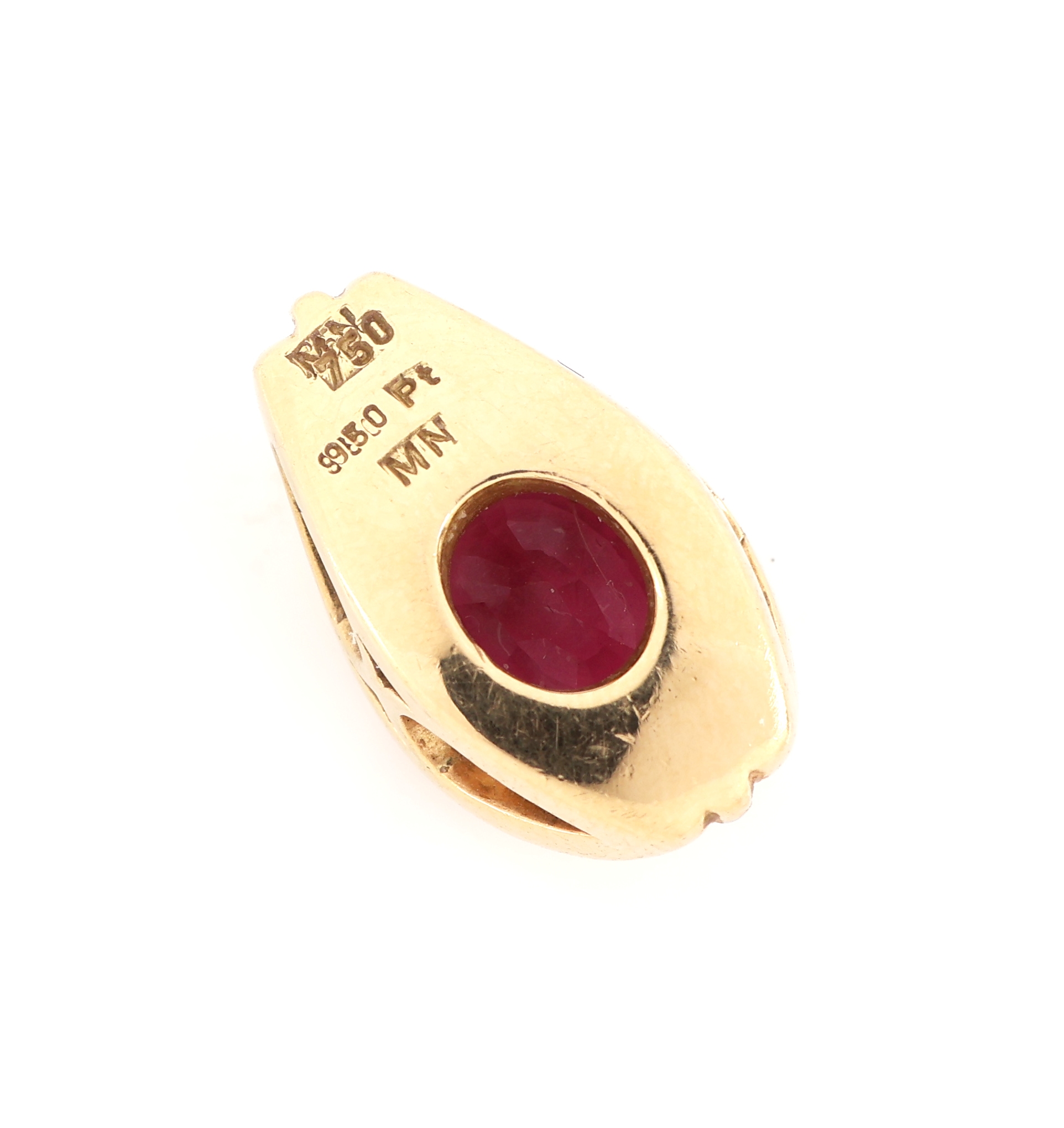Detail c: 18 kt Gold und Platin Spinell-Anhänger, GG 750/000 und Pt 950/000, ovalfacett. in Platin gefasster pinkfarb. Spinell ca. 2.0 ct, ca. 6.5 g, ...