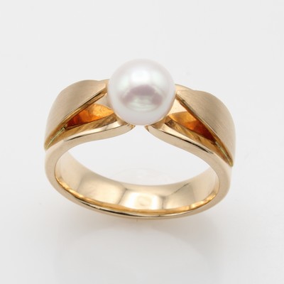 Image Ring mit Akoyazuchtperle, RoséG 585/000, weiße Perle ca. 7.5 mm, RW ca. 58 ...