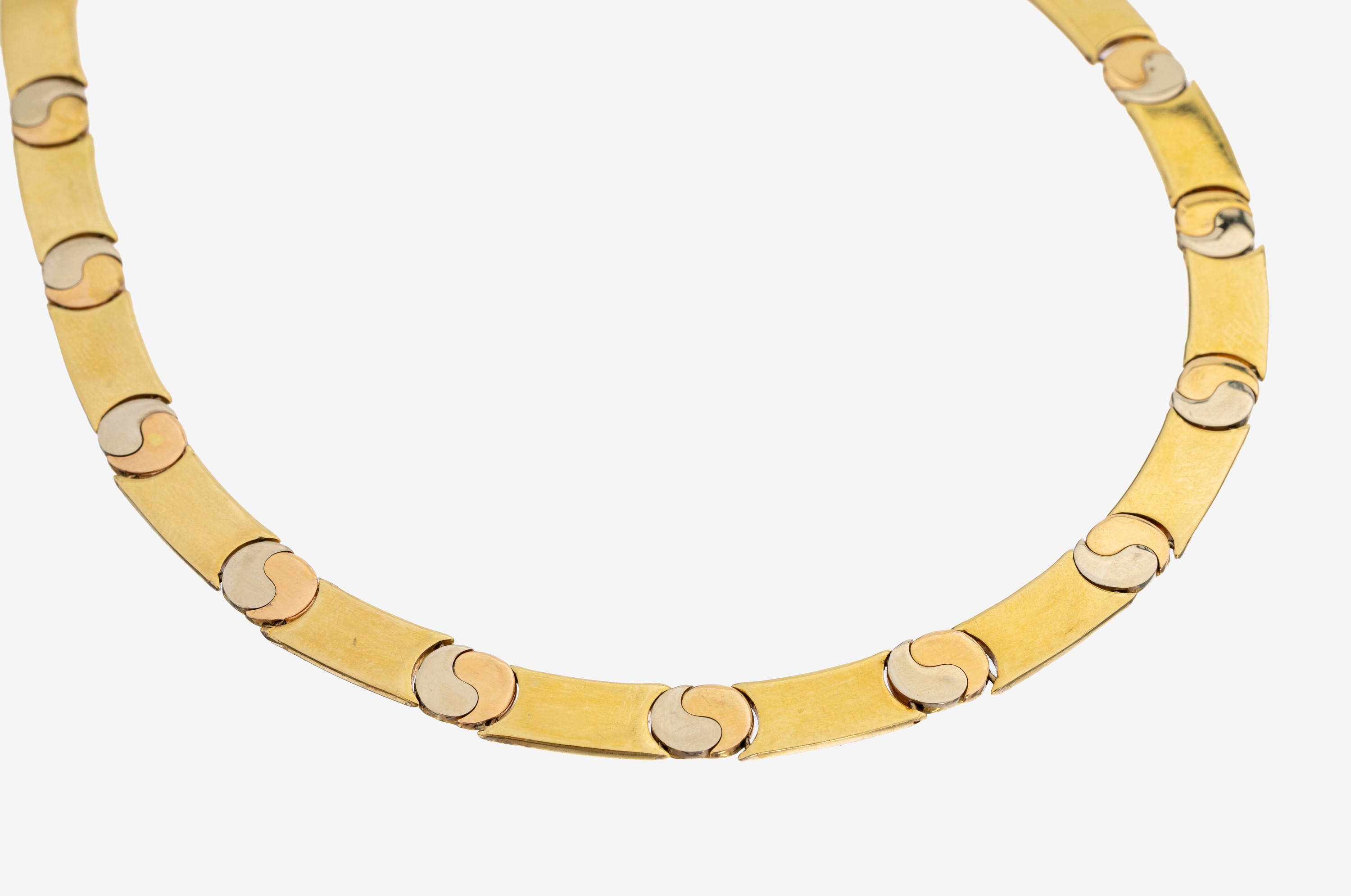 Image 27135015 - 18 kt Gold Collier, GG/WG/RG 750/000, qualitätvolle Verarbeitung, längliche GG- ...