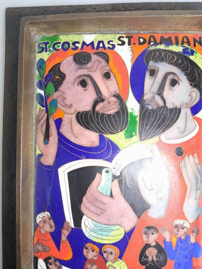 27135002d - Emailbild von Egino Weinert, 1920 Berlin - 2012 Frechen, Hl. Kosmas und Hl. Damian, ...