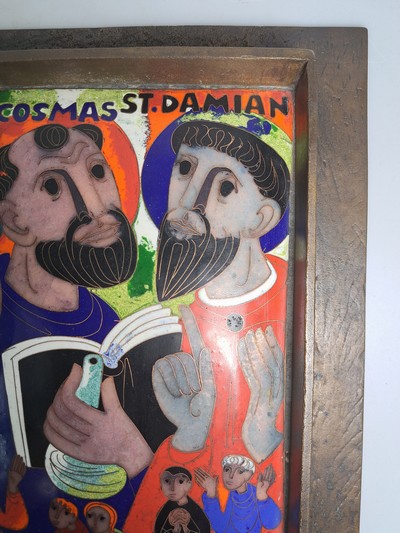 27135002e - Emailbild von Egino Weinert, 1920 Berlin - 2012 Frechen, Hl. Kosmas und Hl. Damian, ...