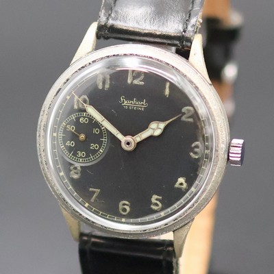 27135009a - HANHART rare, military wristwatch, Germany around 1940, chromed case, snap on stainless ...