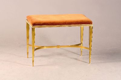 Image Stool, 80s, brass frame, seat upholstered and covered, approx. 46x65x38 cm, condition 2