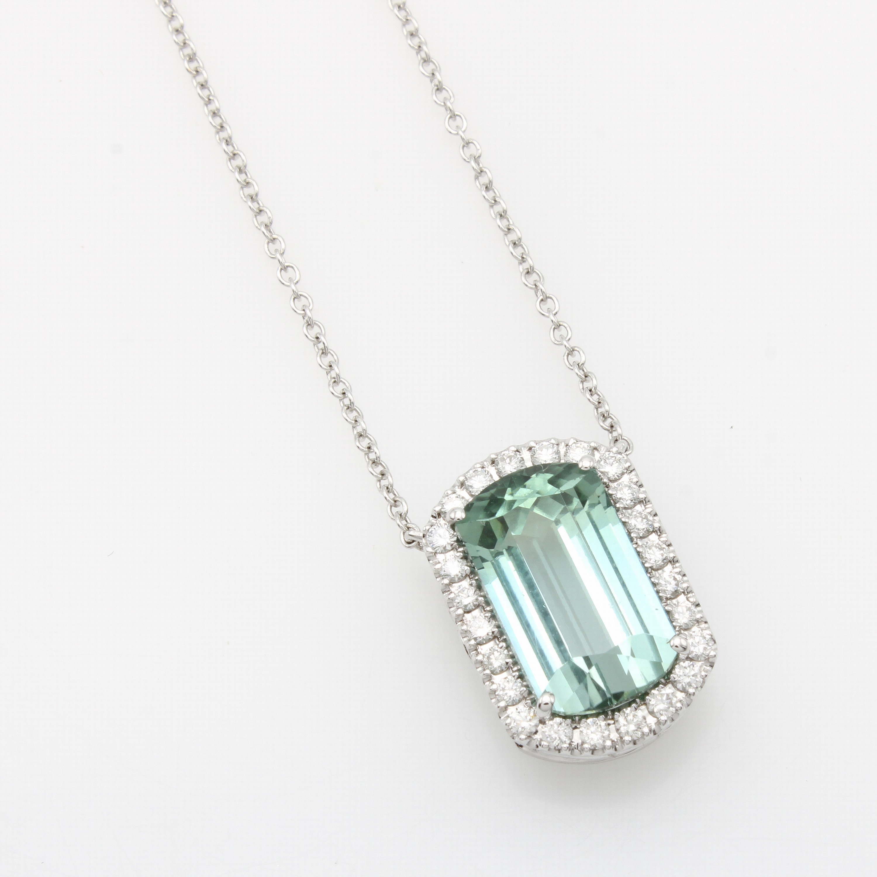 Image 27135100 - Collier mit Turmalin und Brillanten, WG 750/000, blaugrüner Turmalin im ...