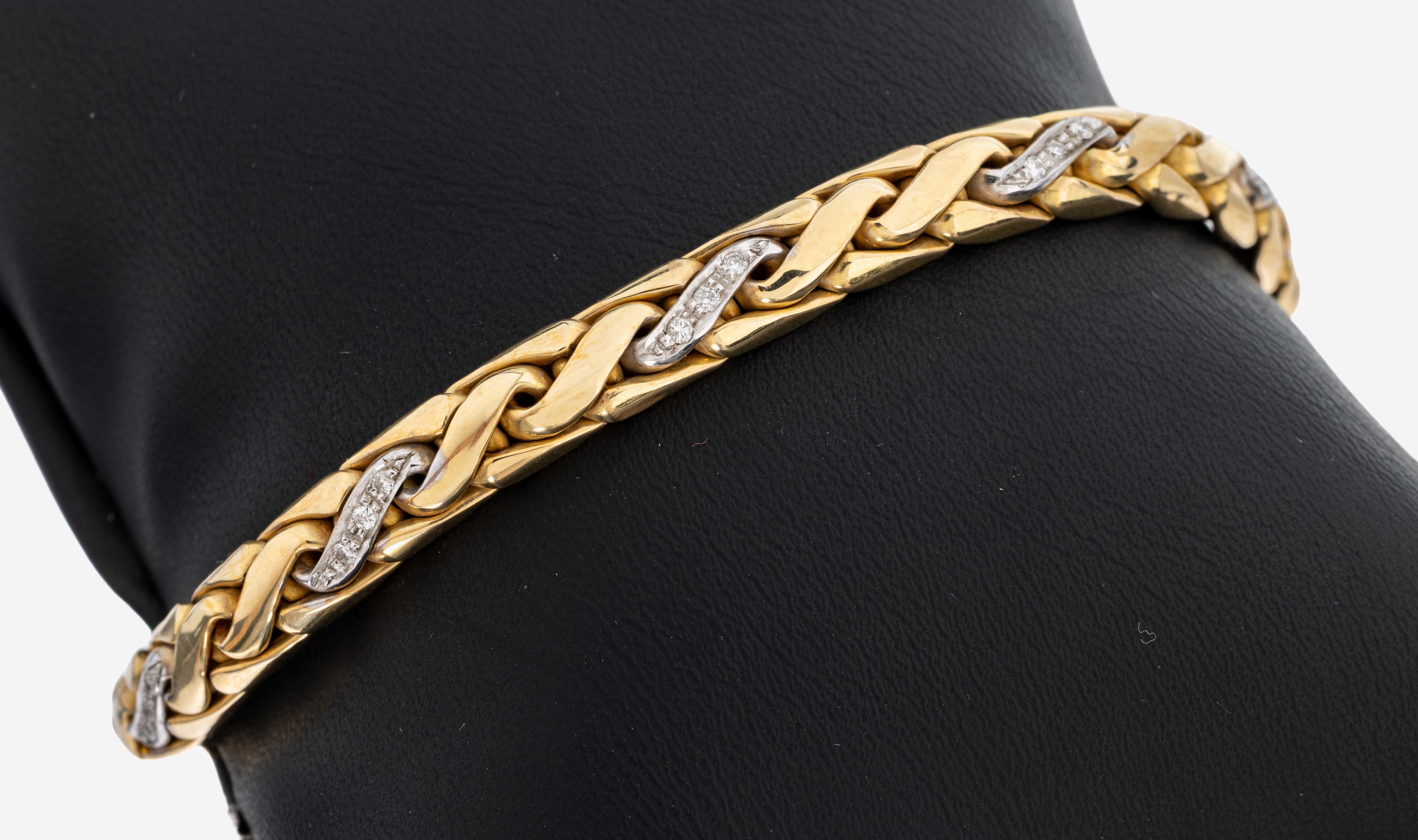 Image 27135130 - 14 kt Gold Brillant-Armband, GG/WG 585/000, schwere Verarbeitung, 27 in WG gefasste ...