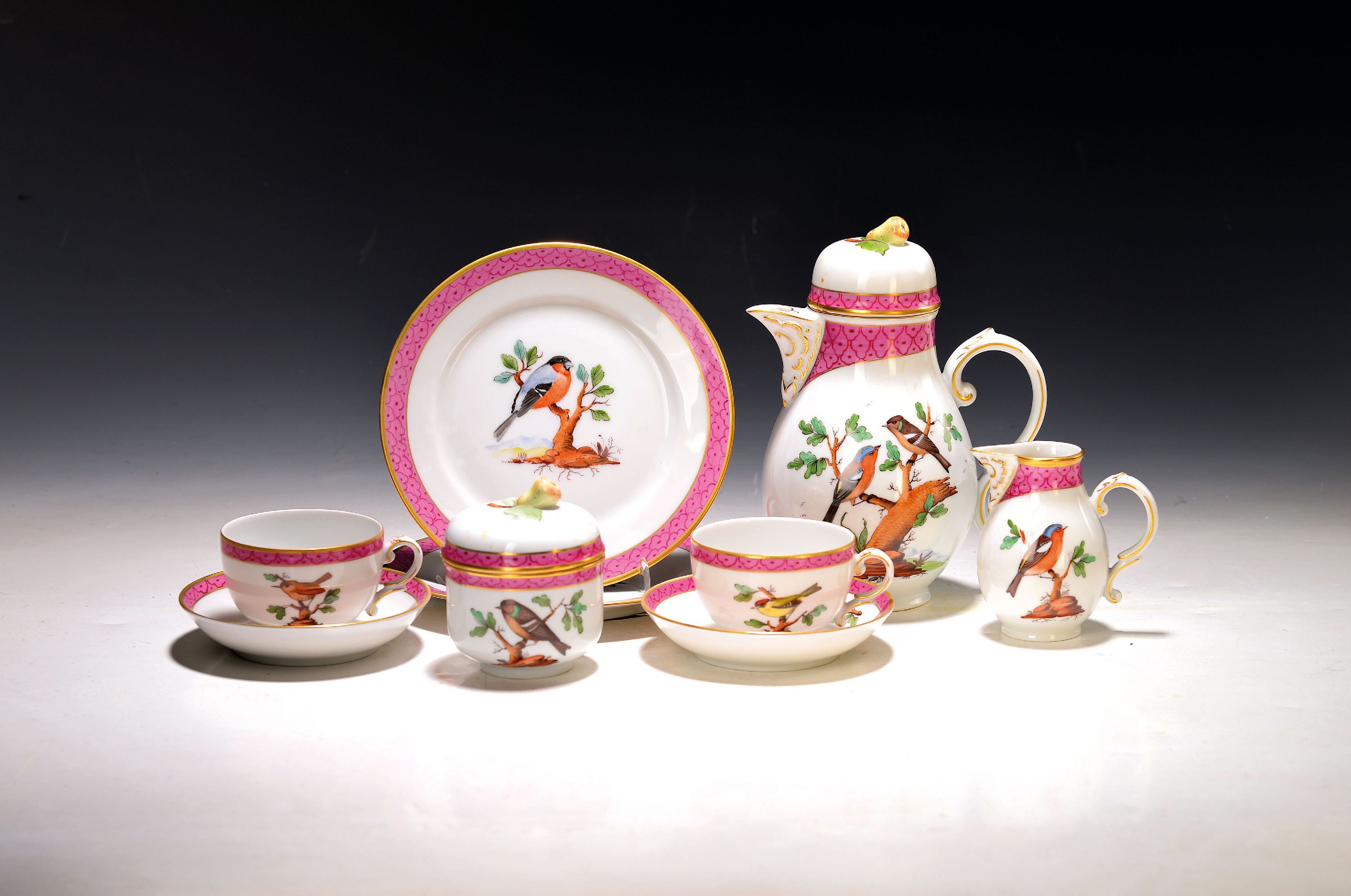 Image 27135136 - Kaffeeset, Höchst, 20. Jh., Dejeuner, kleine Kaffee- oder Mokkakanne, Zuckerdose, ...