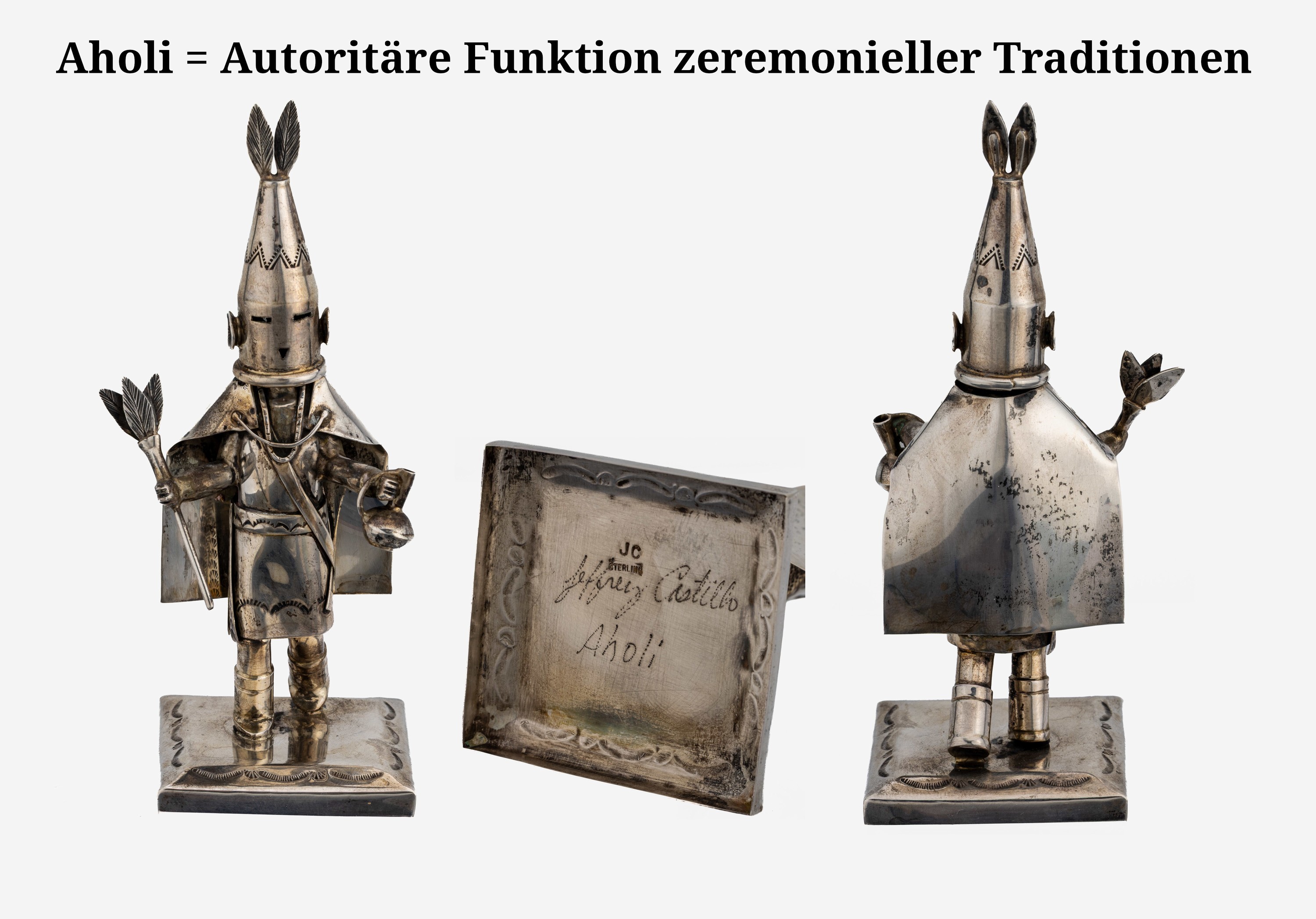 Detail e: Jeffrey Castillo (geb. 1949), Sammlung von 21 Kachina-Figuren, USA 1998, Sterlingsilber, sämtlich signiert "Jeffrey Castillo", ...