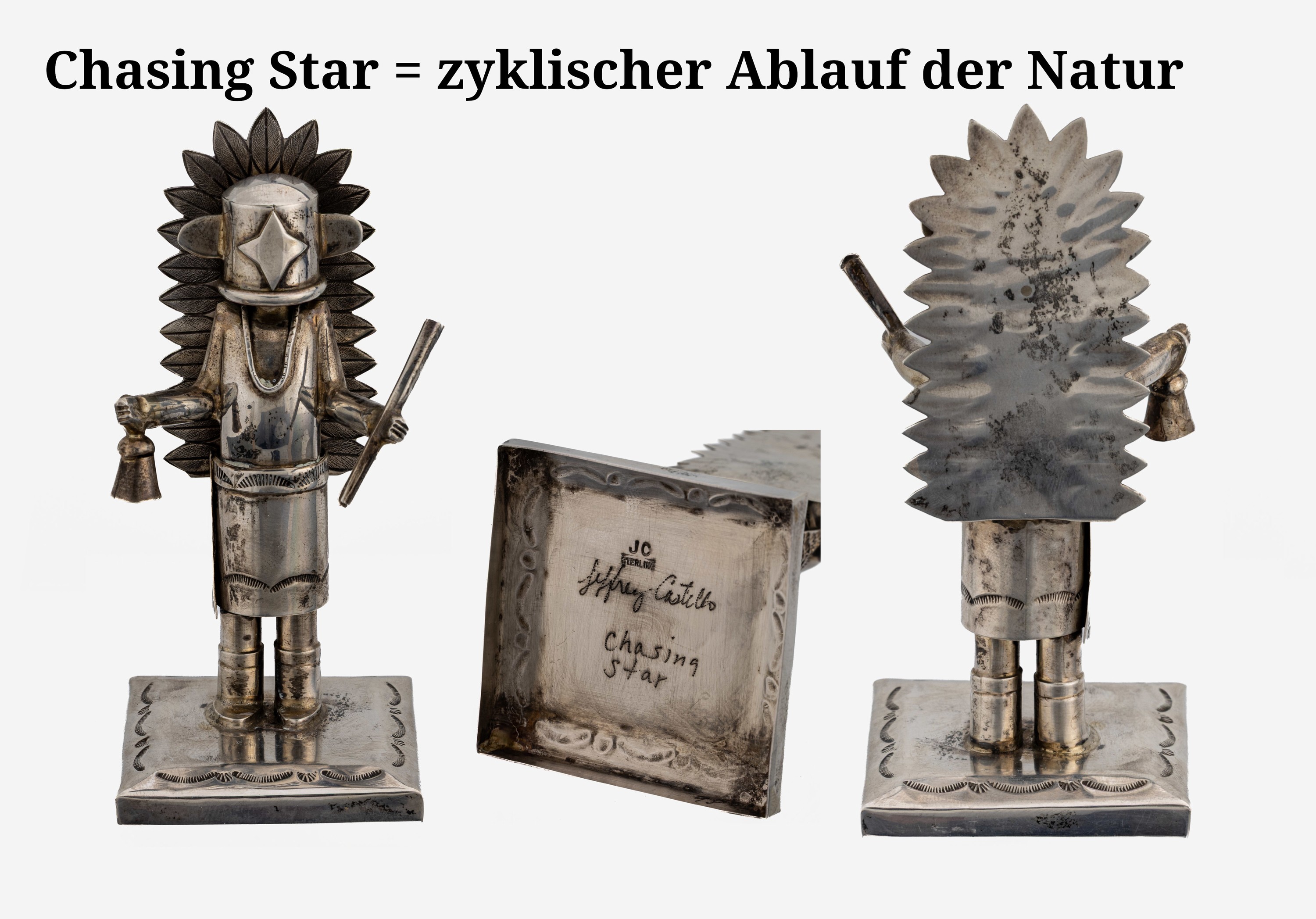 Detail f: Jeffrey Castillo (geb. 1949), Sammlung von 21 Kachina-Figuren, USA 1998, Sterlingsilber, sämtlich signiert "Jeffrey Castillo", ...