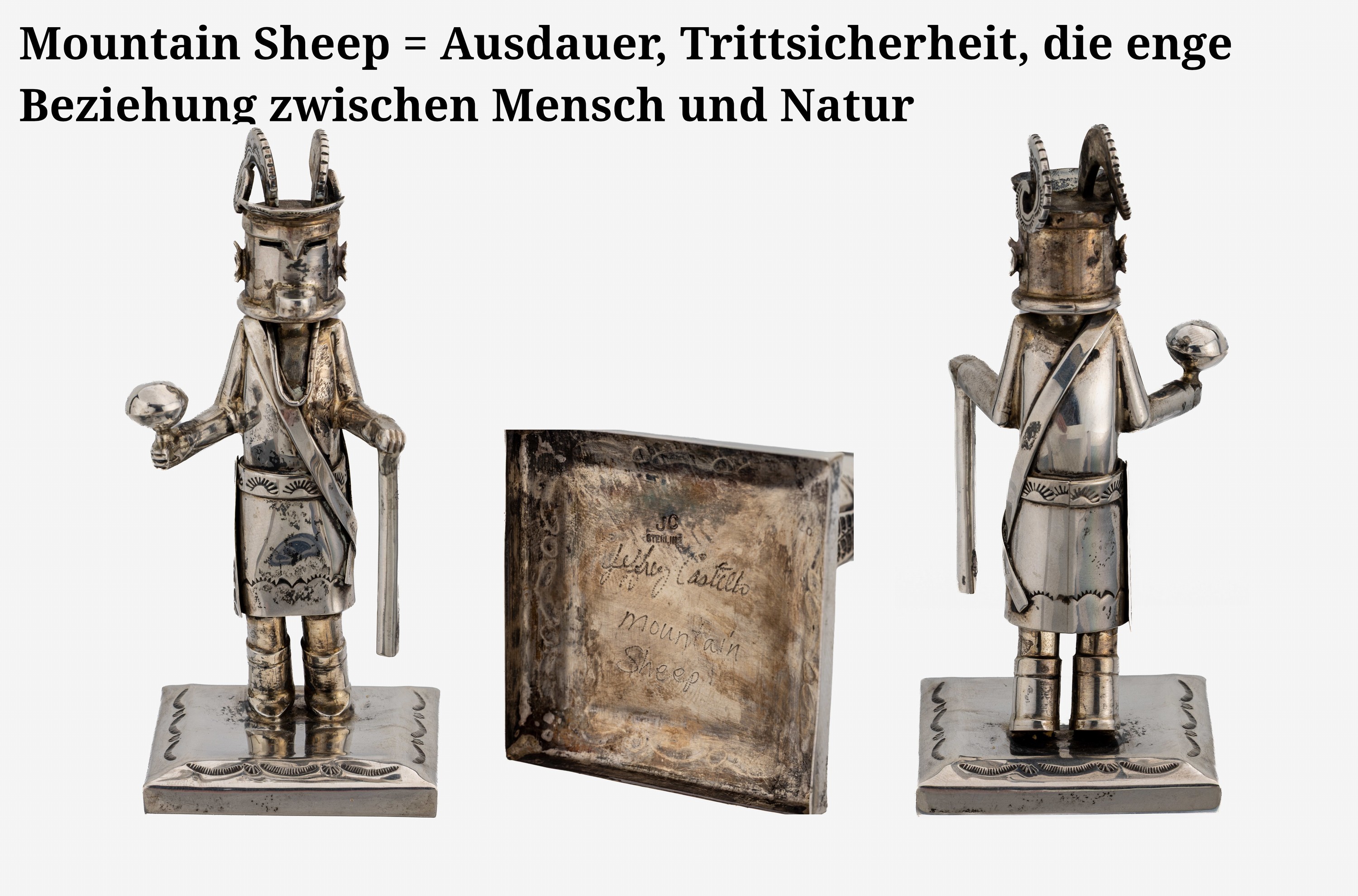 Detail l: Jeffrey Castillo (geb. 1949), Sammlung von 21 Kachina-Figuren, USA 1998, Sterlingsilber, sämtlich signiert "Jeffrey Castillo", ...