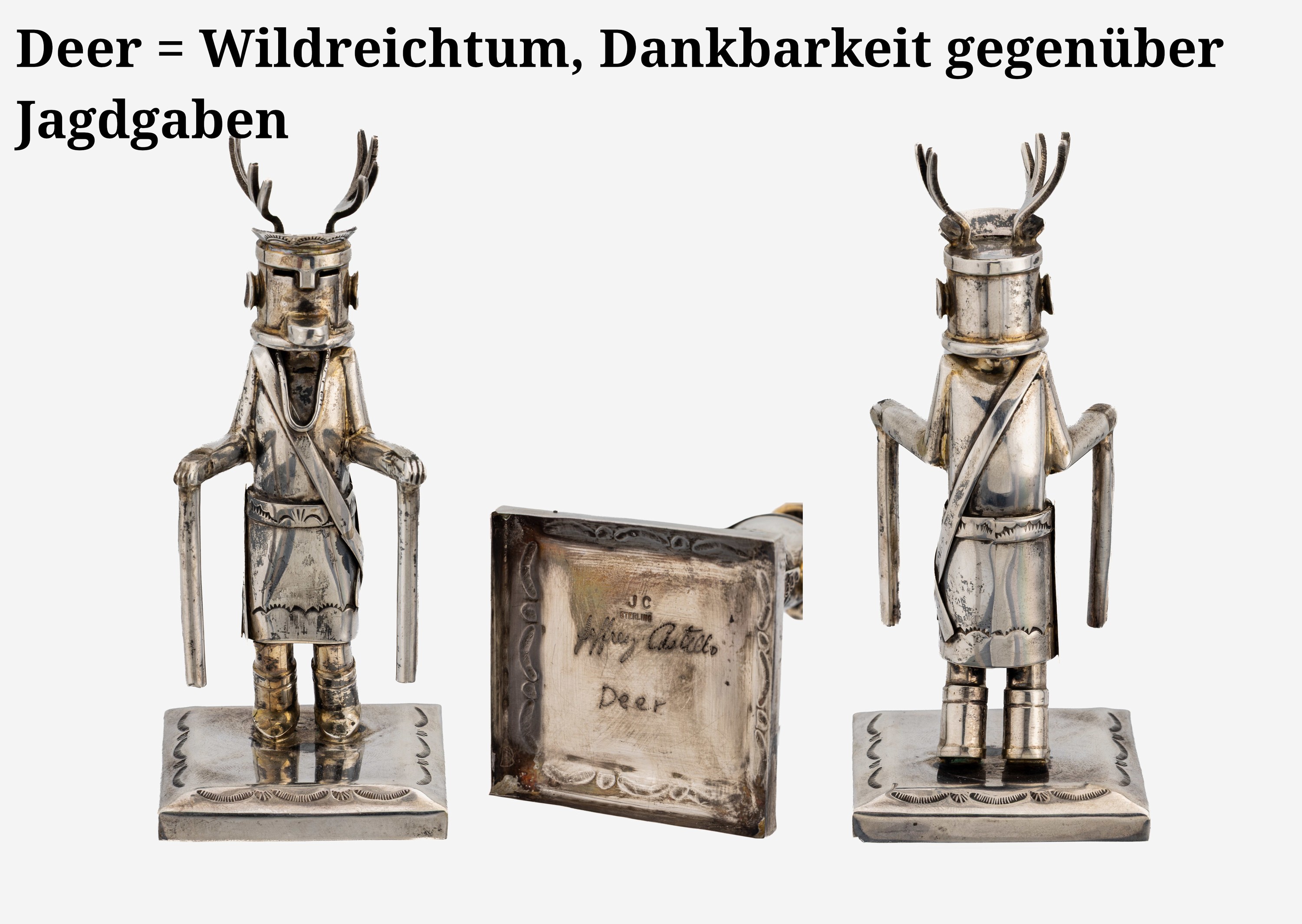 Detail r: Jeffrey Castillo (geb. 1949), Sammlung von 21 Kachina-Figuren, USA 1998, Sterlingsilber, sämtlich signiert "Jeffrey Castillo", ...