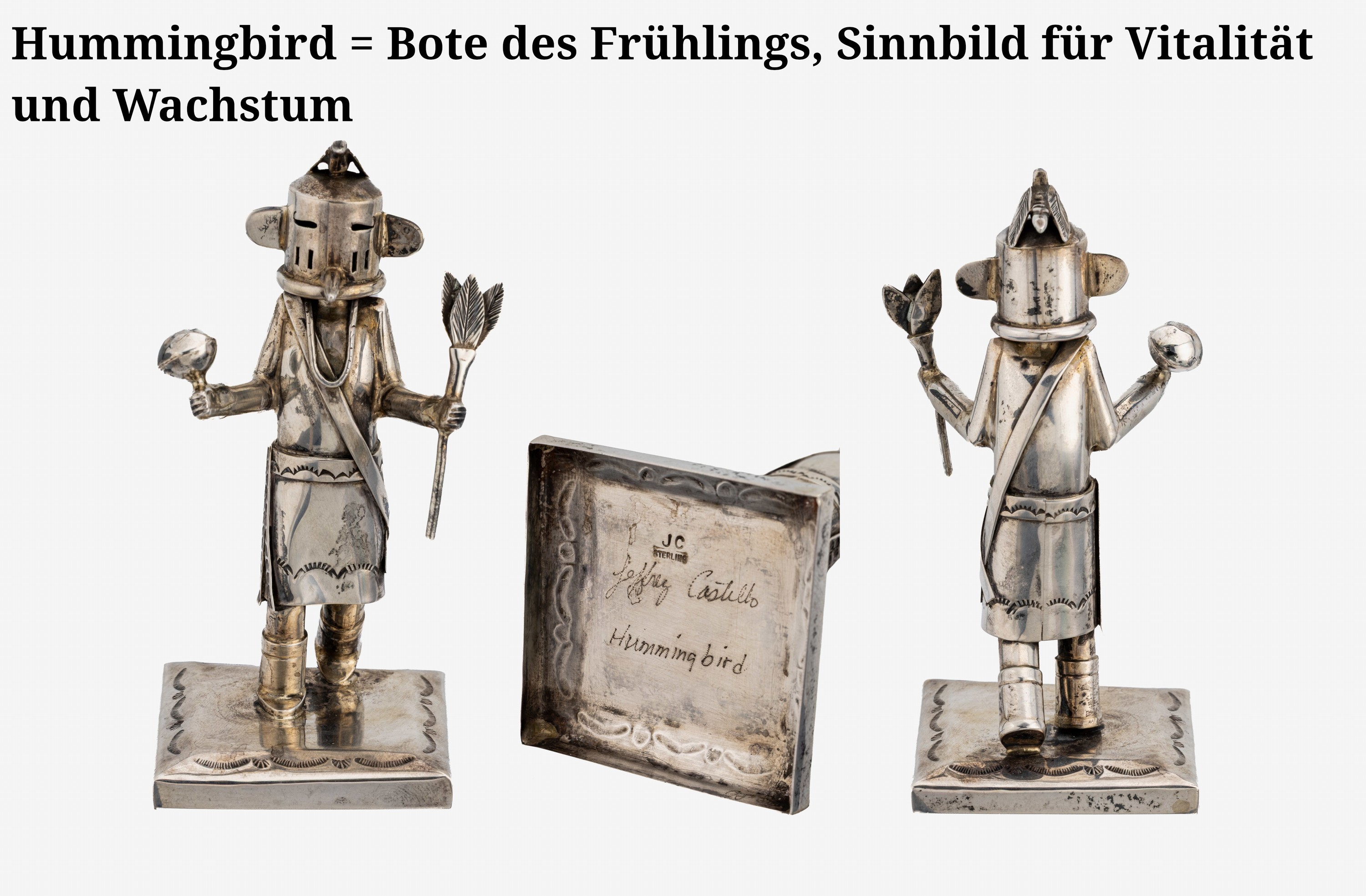 Detail t: Jeffrey Castillo (geb. 1949), Sammlung von 21 Kachina-Figuren, USA 1998, Sterlingsilber, sämtlich signiert "Jeffrey Castillo", ...