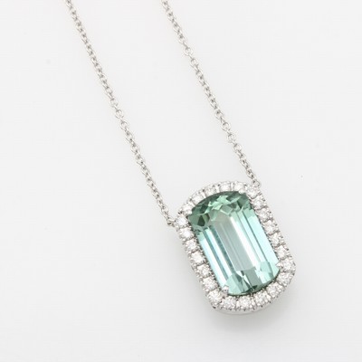 Image Collier mit Turmalin und Brillanten, WG 750/000, blaugrüner Turmalin im ...