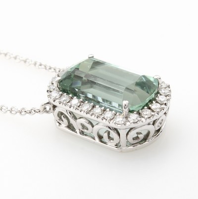 27135100a - Collier mit Turmalin und Brillanten, WG 750/000, blaugrüner Turmalin im ...