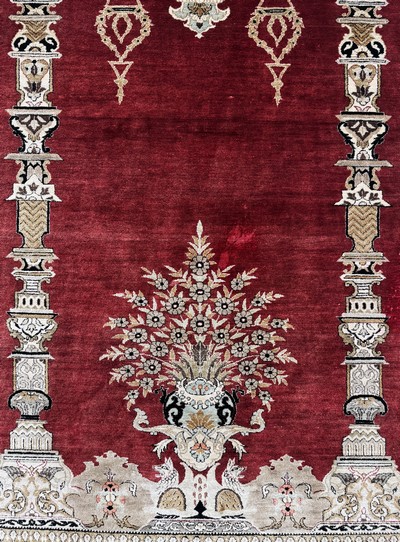 27135139c - Ghom Seide fein, Persien, Mitte 20.Jhd., reine Naturseide, ca. 213 x 136 cm, EHZ: 2 ...