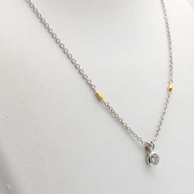 Image Anhänger mit Brillant an Kette, GG/WG 750/ 000, Brill. ca. 0.90 ct feines Weiß/si, L. ...