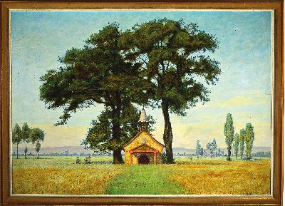 27135168k - August Gebhard, 1880 Eutingen/Baden-1945, war tätig in Karlsruhe, Kapelle in ...