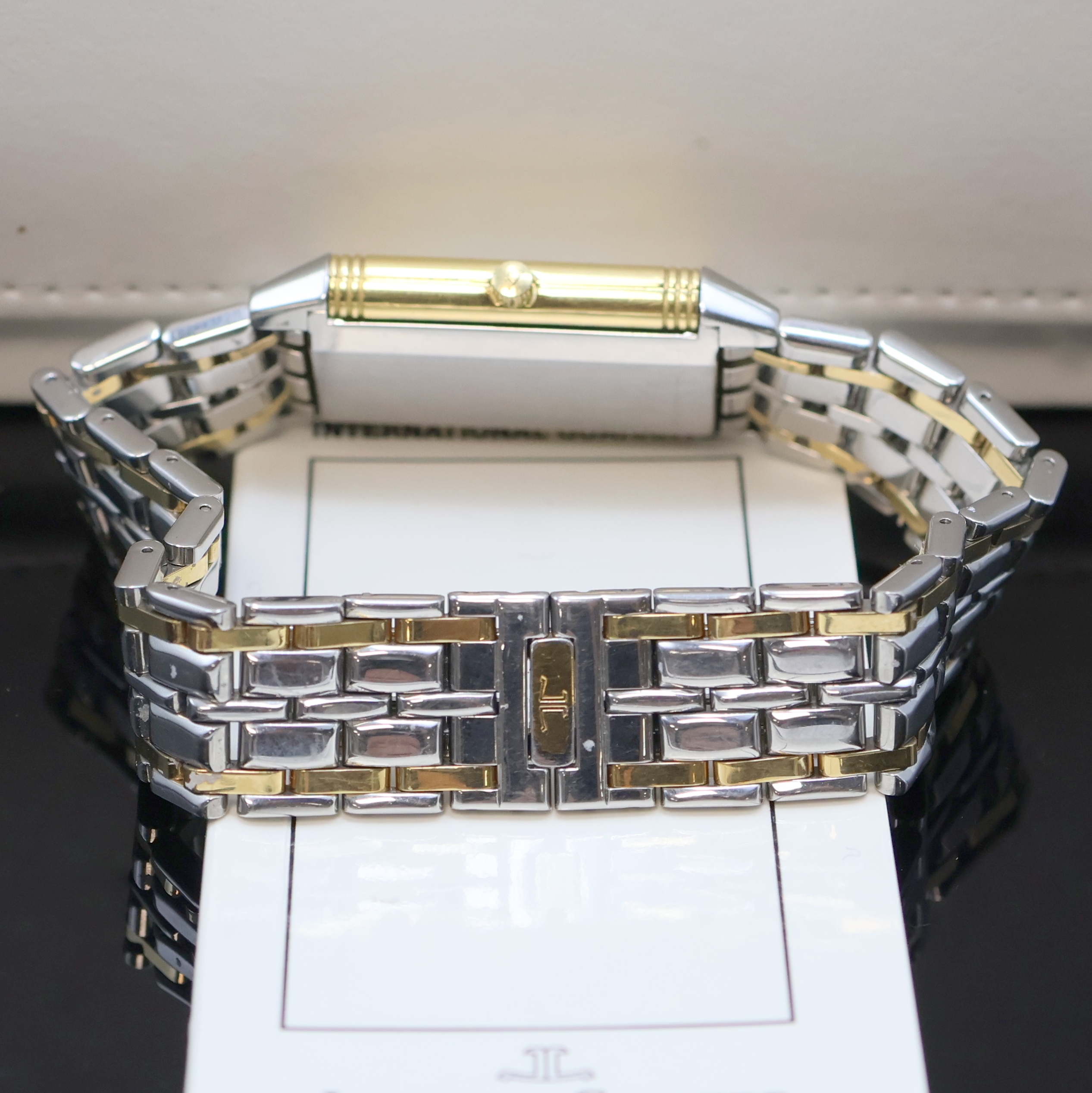 Detail c: Jaeger-LeCoultre Reverso Armbanduhr Referenz 250.5.11, quarz, um 180 Grad drehbares Wendegehäuse in Stahl/Gold kombiniert inkl. Gliederband m. dopp. ...