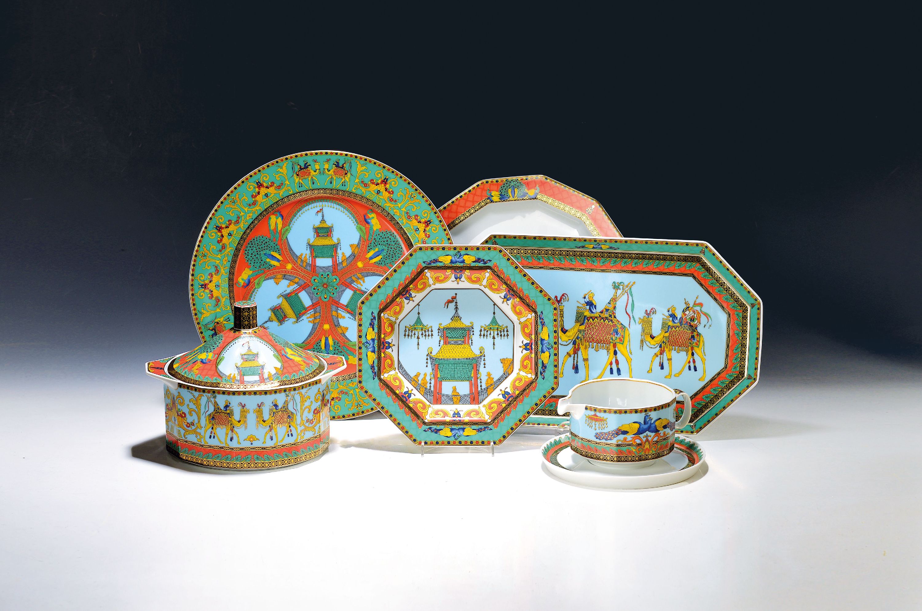 Image 27135207 - Speiseservice für 6 Personen, Rosenthal, Entwurf Gianni Versace, Le voyage de Marco ...