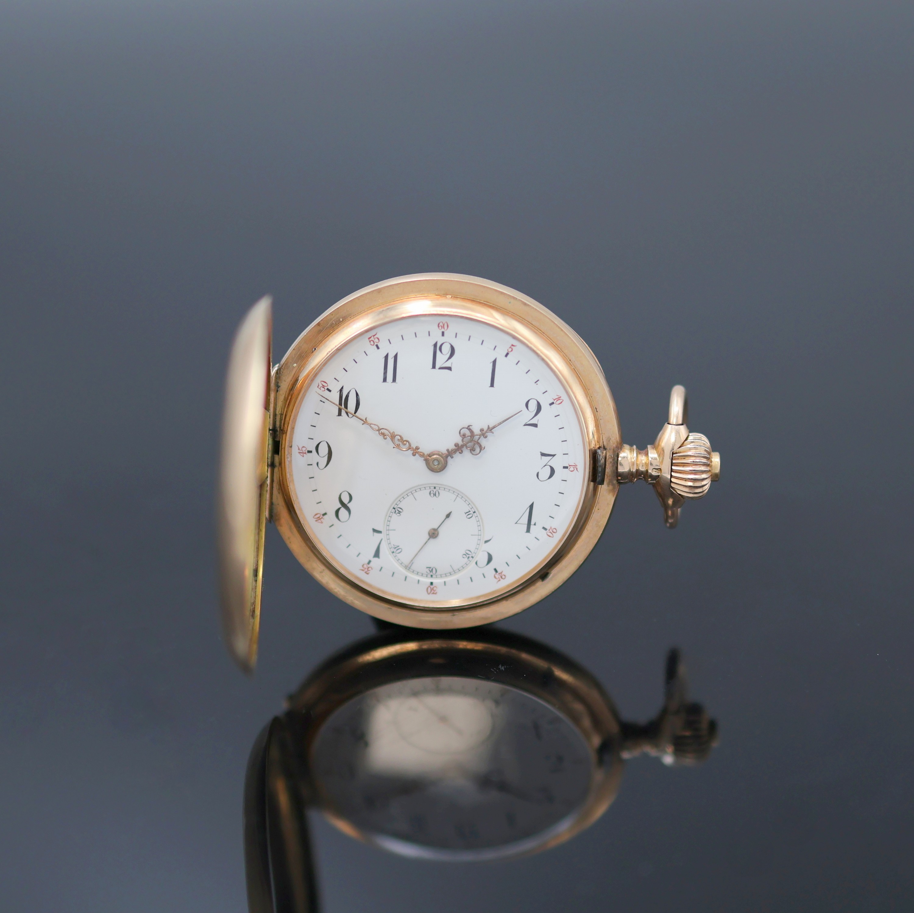 Image 27135384 - IWC Halbsavonette in RoseG 585/000, Schweiz um 1896, guill. 3-Deckel Goldgeh. dell., ...