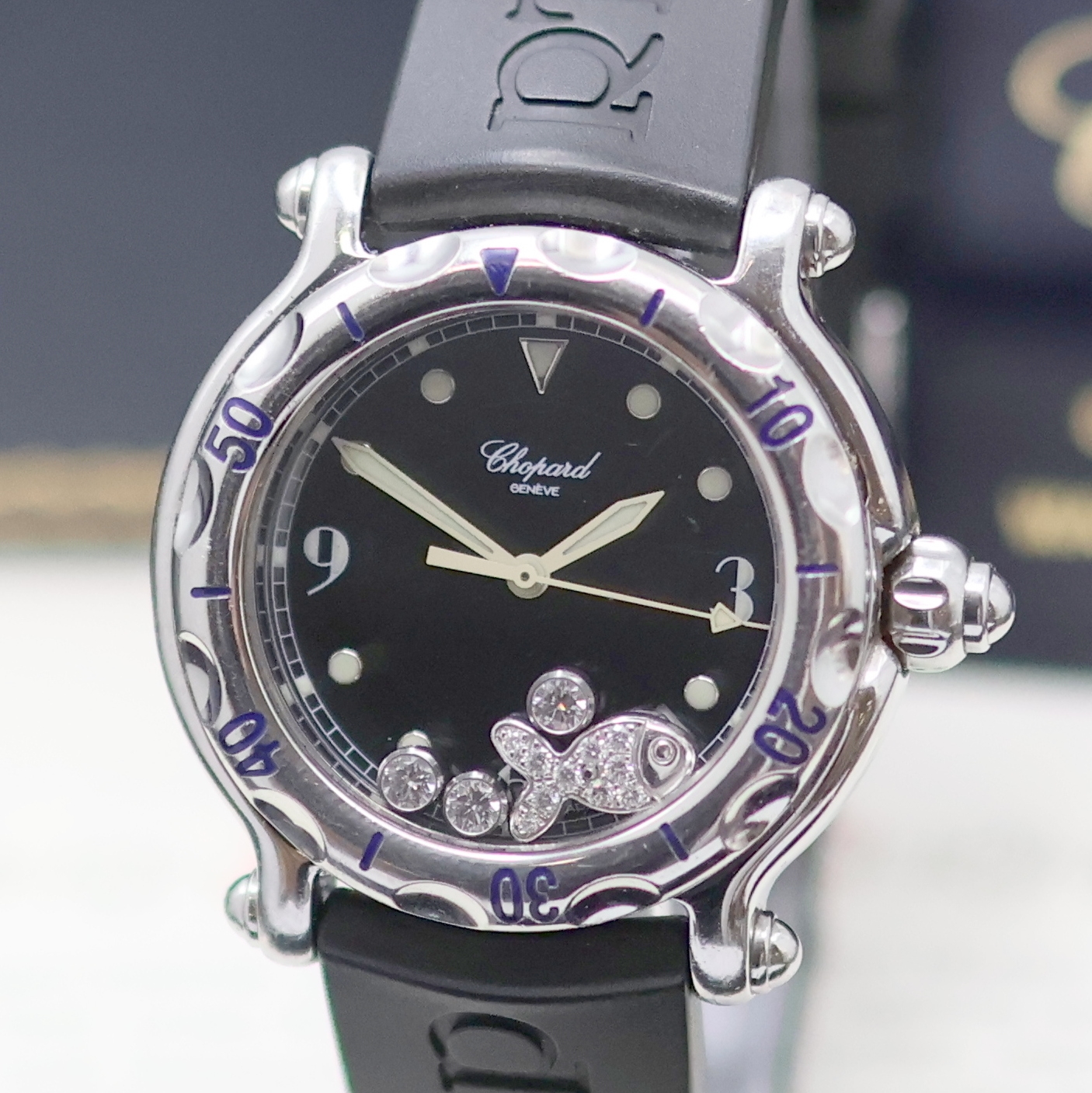 Detail a: CHOPARD Happy Sport Armbanduhr Referenz 28/8347, Schweiz verk. lt. beil. Zertifikat 01/2000, quarz, Edelstahlgeh. inkl. orig. Kautschukband m. ...