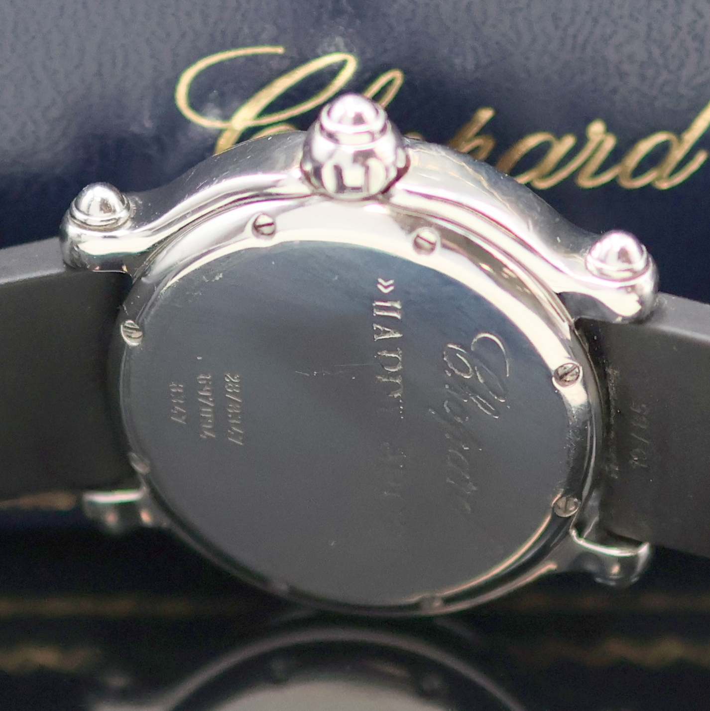 Detail e: CHOPARD Happy Sport Armbanduhr Referenz 28/8347, Schweiz verk. lt. beil. Zertifikat 01/2000, quarz, Edelstahlgeh. inkl. orig. Kautschukband m. ...