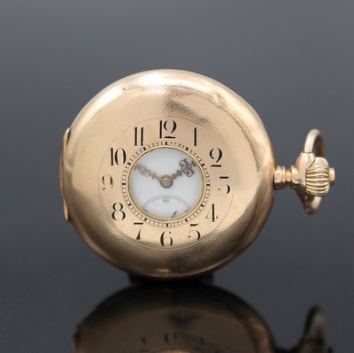 27135384a - IWC Halbsavonette in RoseG 585/000, Schweiz um 1896, guill. 3-Deckel Goldgeh. dell., ...