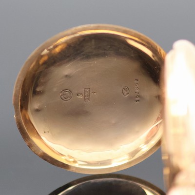 27135384d - IWC Halbsavonette in RoseG 585/000, Schweiz um 1896, guill. 3-Deckel Goldgeh. dell., ...