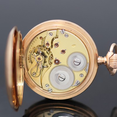 27135384e - IWC Halbsavonette in RoseG 585/000, Schweiz um 1896, guill. 3-Deckel Goldgeh. dell., ...