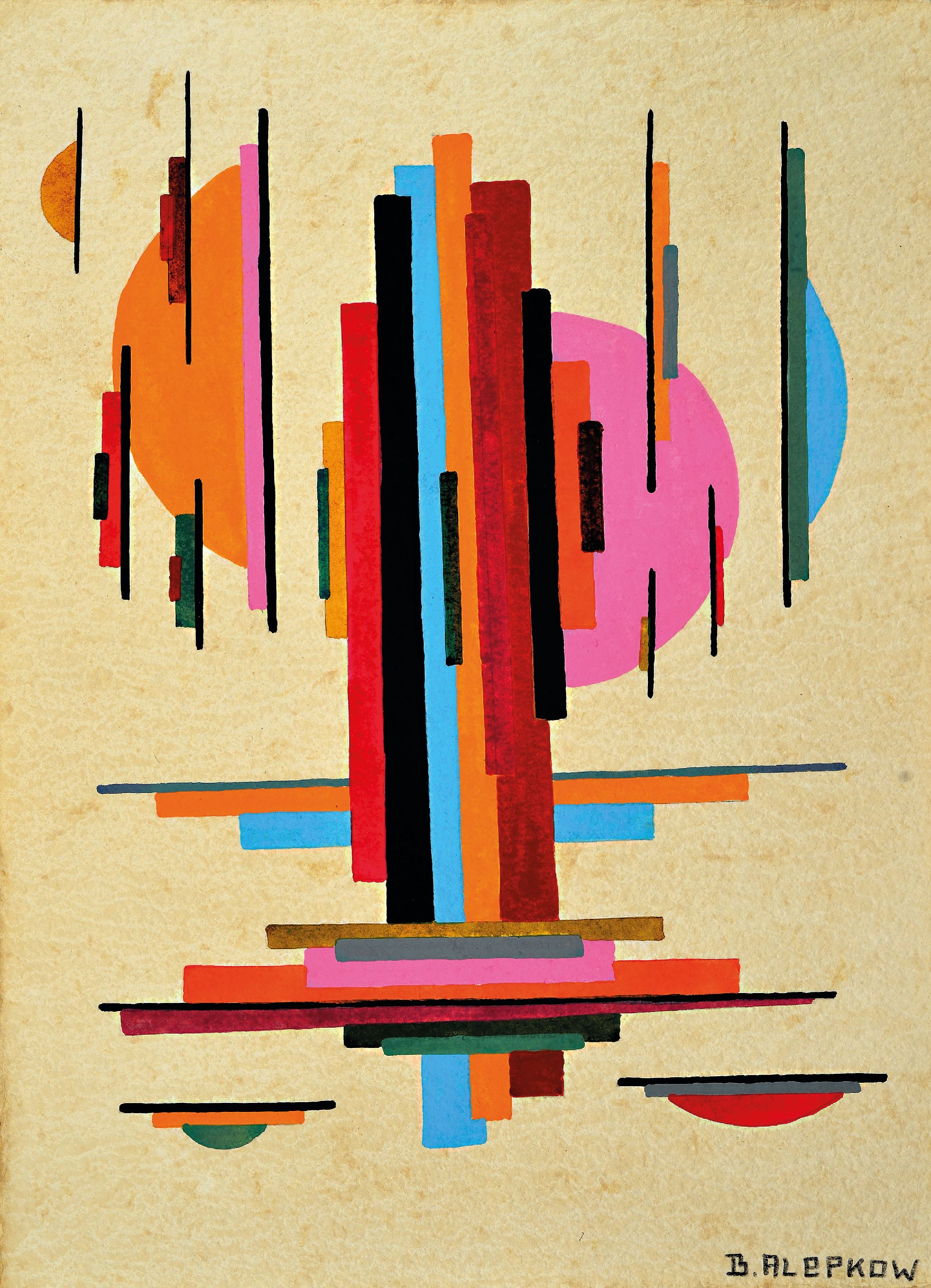 Image 27135580 - Boris Alepkow, russischer Maler des 20. Jh., 4 Gouachen mit suprematistischen ...